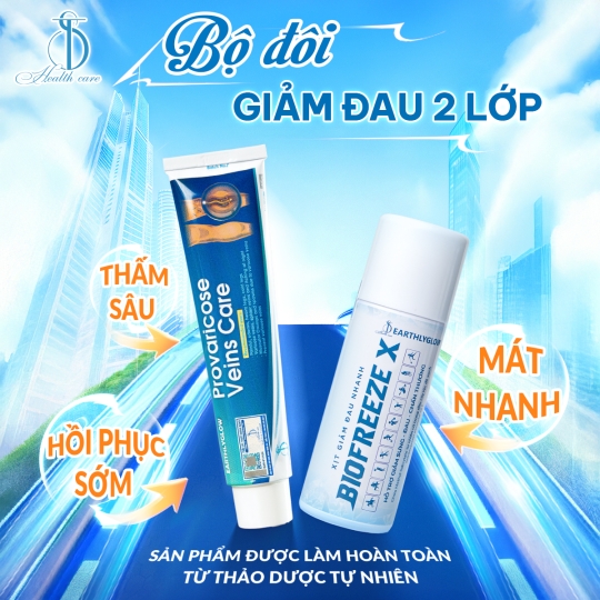 Combo Xịt Giảm Đau Nhanh BIOFREEZE X 150ml + Kem hỗ trợ giảm viêm khớp, giãn tĩnh mạch Earthlyglow Tuýp 65gr
